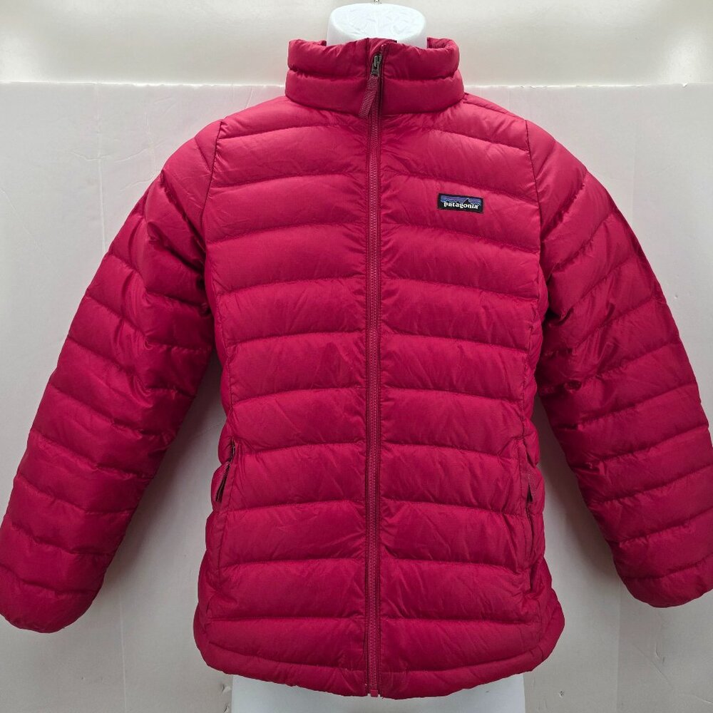 Boy’s Patagonia Down Sweater Full Zip Puffer Jacket Size XL 14 Pink Kids